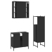 Set de muebles de baño 3 piezas madera contrachapada negro