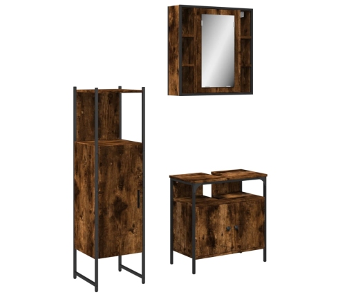 Set de muebles baño 3 pzas madera contrachapada roble ahumado