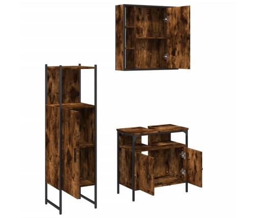 Set de muebles baño 3 pzas madera contrachapada roble ahumado