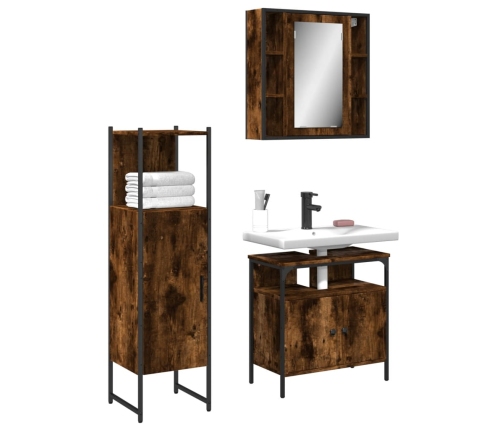 Set de muebles baño 3 pzas madera contrachapada roble ahumado