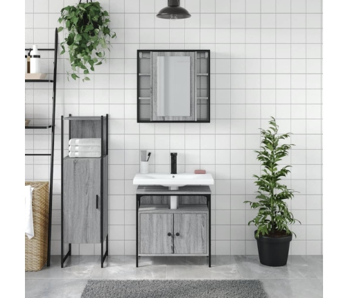 Set de muebles de baño 3 pzas madera contrachapada gris sonoma