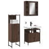 Set de muebles de baño 3 pzas madera contrachapada roble marrón