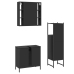 Set de muebles de baño 3 piezas madera contrachapada negro