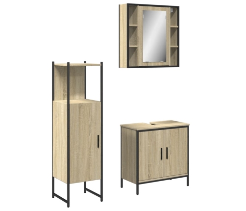 Set de muebles de baño 3 pzas madera contrachapada roble sonoma