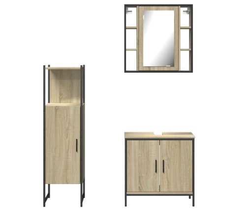 Set de muebles de baño 3 pzas madera contrachapada roble sonoma