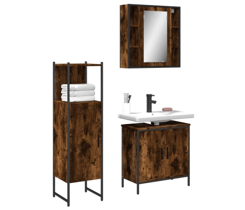 Set de muebles baño 3 pzas madera contrachapada roble ahumado