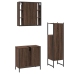 Set de muebles de baño 3 pzas madera contrachapada roble marrón