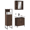 Set de muebles de baño 3 pzas madera contrachapada roble marrón