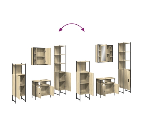 Juego de muebles de baño 4 pzas madera ingeniería roble Sonoma