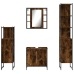 Set de muebles de baño 4 piezas madera contrachapada roble humo