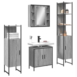 Set de armario de baño 4 pzas madera contrachapada gris sonoma