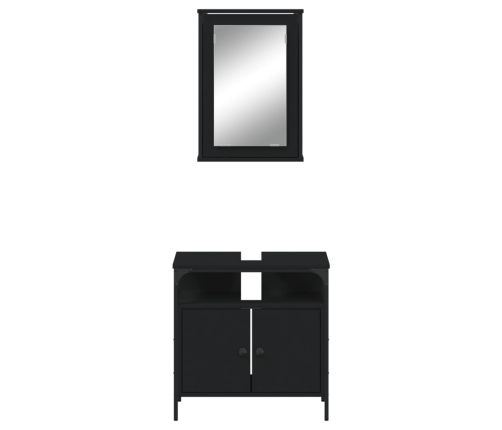 Juego de muebles de baño 2 pzas madera contrachapada negro