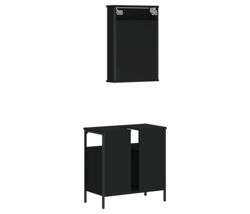 Juego de muebles de baño 2 pzas madera contrachapada negro