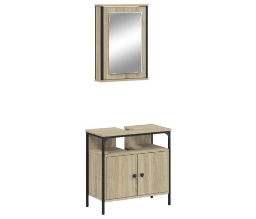 Set de muebles de baño 2 pzas madera contrachapada roble Sonoma