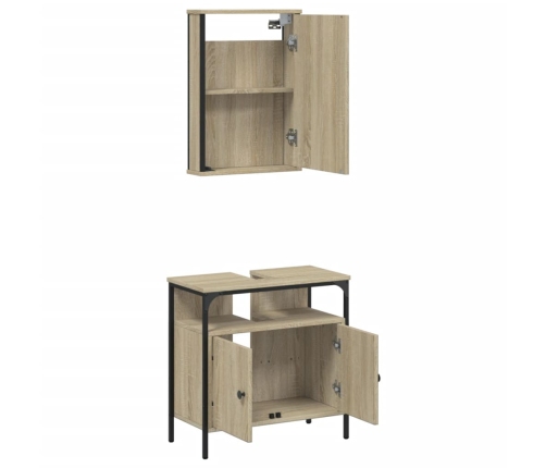 Set de muebles de baño 2 pzas madera contrachapada roble Sonoma