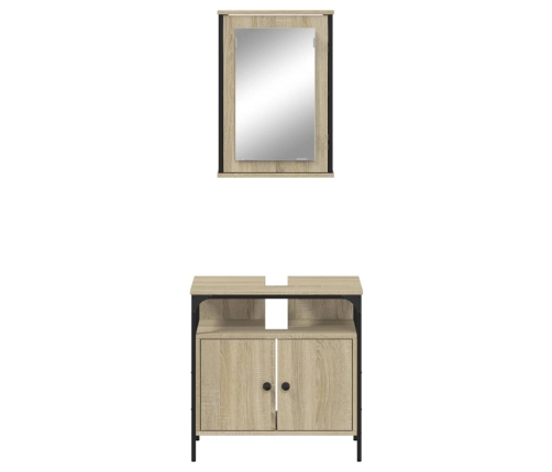 Set de muebles de baño 2 pzas madera contrachapada roble Sonoma