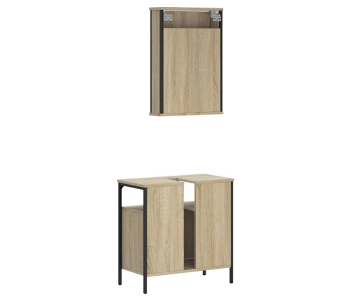 Set de muebles de baño 2 pzas madera contrachapada roble Sonoma