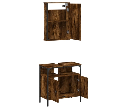 Set de muebles baño 2 pzas madera contrachapada roble ahumado