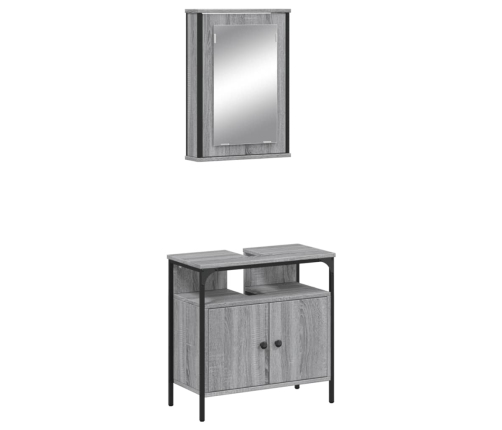 Set de muebles de baño 2 pzas madera contrachapada gris sonoma