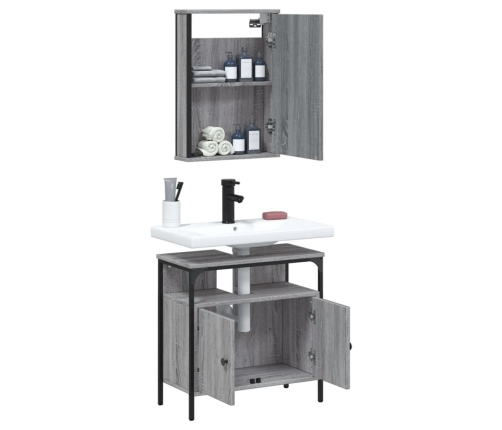 Set de muebles de baño 2 pzas madera contrachapada gris sonoma