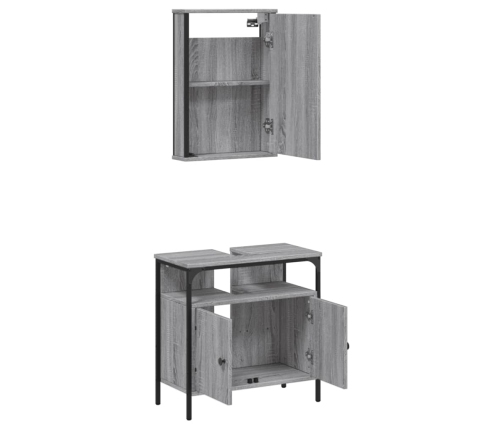 Set de muebles de baño 2 pzas madera contrachapada gris sonoma