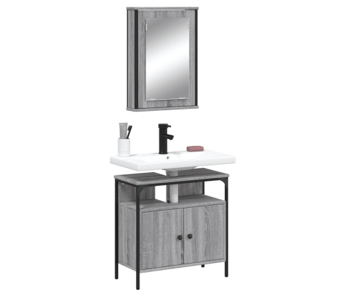 Set de muebles de baño 2 pzas madera contrachapada gris sonoma