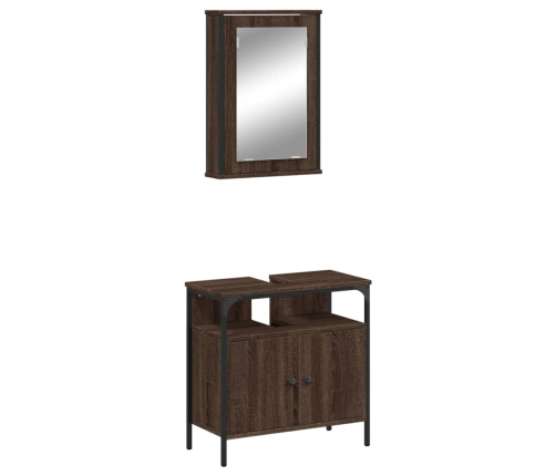 Set de muebles baño 2 pzas madera contrachapada marrón roble