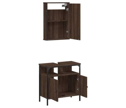 Set de muebles baño 2 pzas madera contrachapada marrón roble