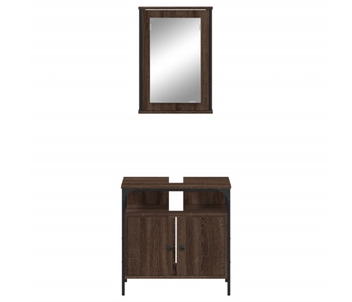 Set de muebles baño 2 pzas madera contrachapada marrón roble