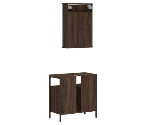 Set de muebles baño 2 pzas madera contrachapada marrón roble