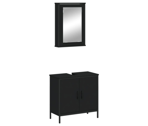 Juego de muebles de baño 2 pzas madera contrachapada negro