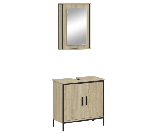 Set de muebles de baño 2 pzas madera contrachapada roble Sonoma