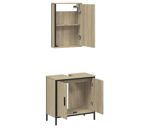 Set de muebles de baño 2 pzas madera contrachapada roble Sonoma