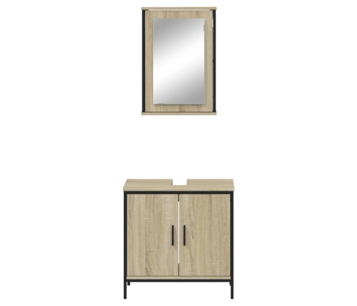 Set de muebles de baño 2 pzas madera contrachapada roble Sonoma