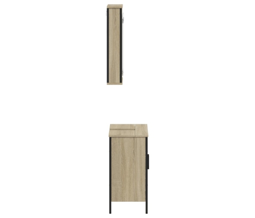 Set de muebles de baño 2 pzas madera contrachapada roble Sonoma