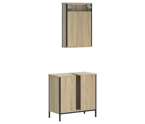 Set de muebles de baño 2 pzas madera contrachapada roble Sonoma