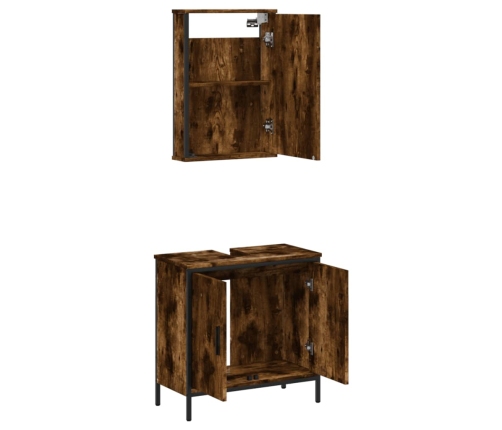 Set de muebles baño 2 pzas madera contrachapada roble ahumado