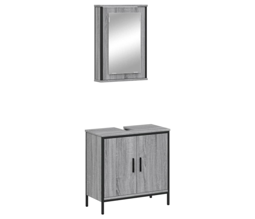 Set de muebles de baño 2 pzas madera contrachapada gris sonoma