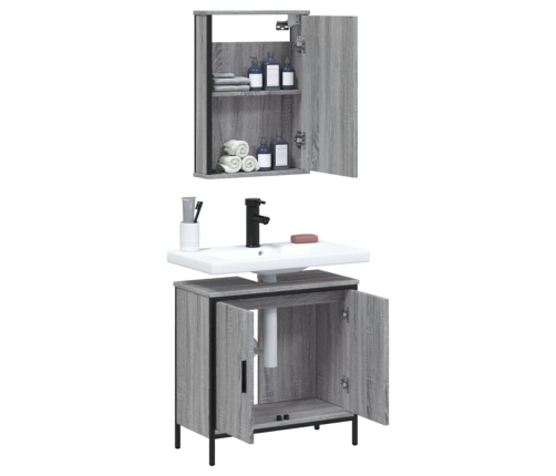 Set de muebles de baño 2 pzas madera contrachapada gris sonoma