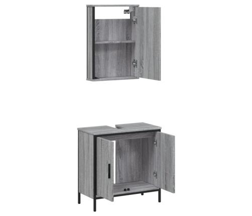 Set de muebles de baño 2 pzas madera contrachapada gris sonoma