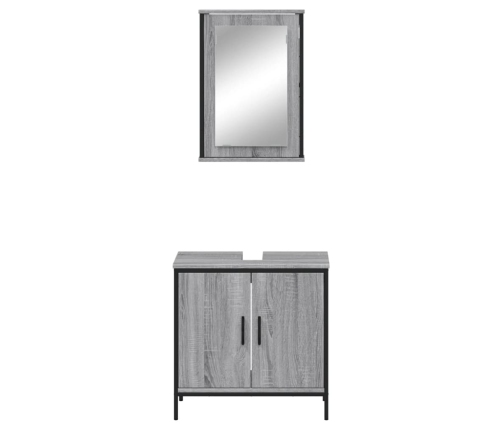 Set de muebles de baño 2 pzas madera contrachapada gris sonoma