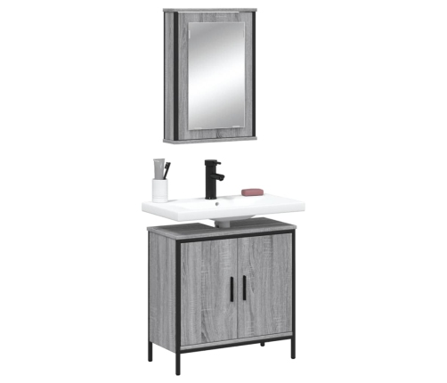 Set de muebles de baño 2 pzas madera contrachapada gris sonoma