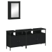 Juego de muebles de baño 3 pzas madera contrachapada negro