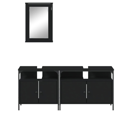 Juego de muebles de baño 3 pzas madera contrachapada negro