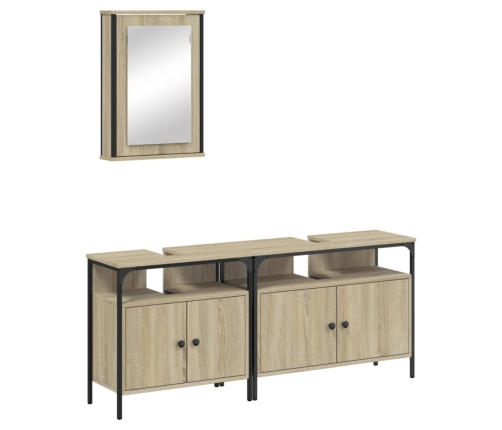 Set de muebles de baño 3 pzas madera contrachapada roble Sonoma