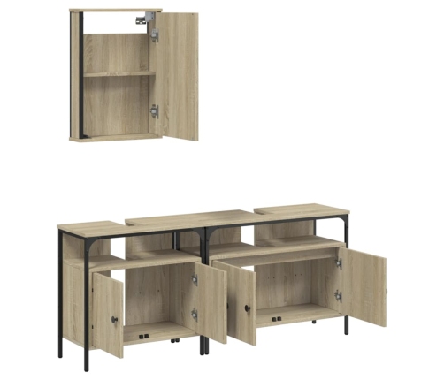 Set de muebles de baño 3 pzas madera contrachapada roble Sonoma