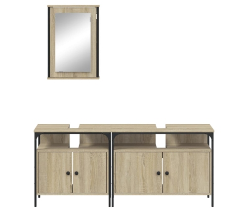 Set de muebles de baño 3 pzas madera contrachapada roble Sonoma