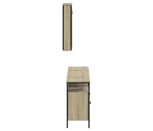 Set de muebles de baño 3 pzas madera contrachapada roble Sonoma