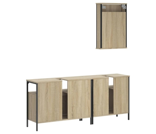 Set de muebles de baño 3 pzas madera contrachapada roble Sonoma