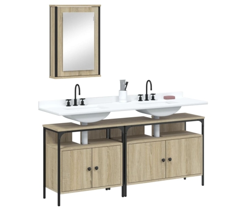 Set de muebles de baño 3 pzas madera contrachapada roble Sonoma